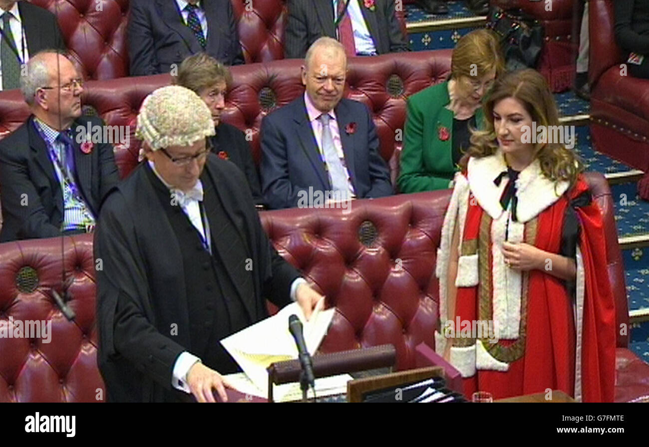 Businesswoman and television star Karren Brady takes her seat in the House of Lords. Stock Photo