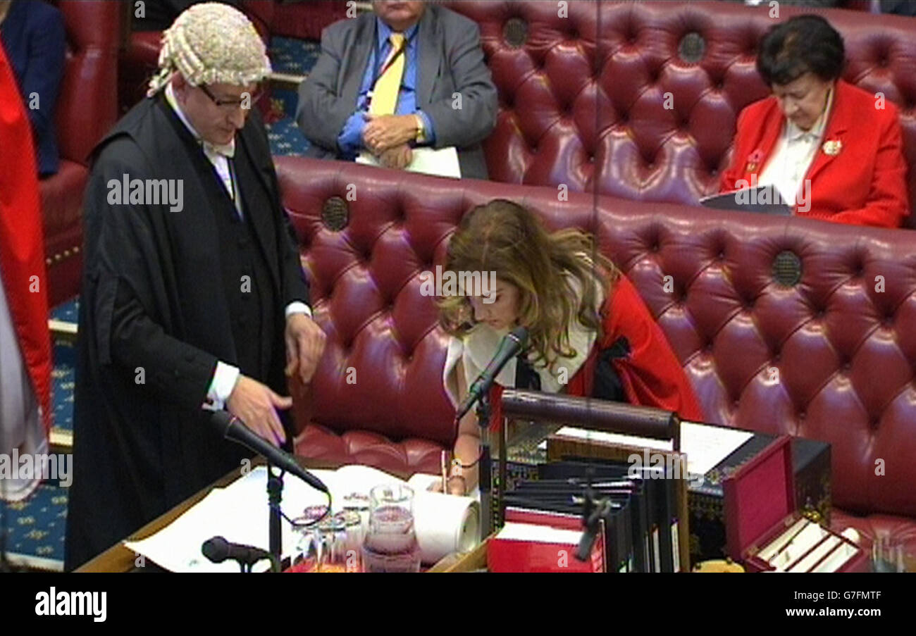 Businesswoman and television star Karren Brady takes her seat in the House of Lords. Stock Photo