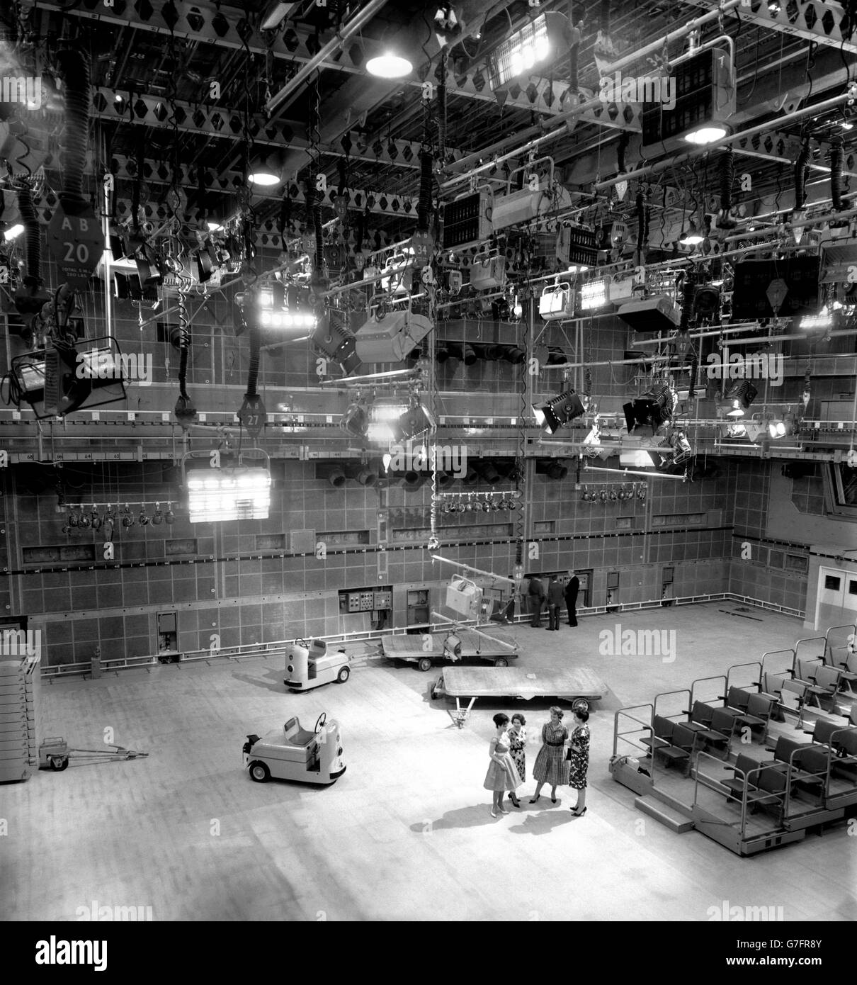 Inside the studios of the British Broadcasting Corporation's 12 million Television Centre, in Wood Lane, near the White City, London. Believed to be the biggest television headquarters in Europe, it will be opened officially on June 29th. Stock Photo