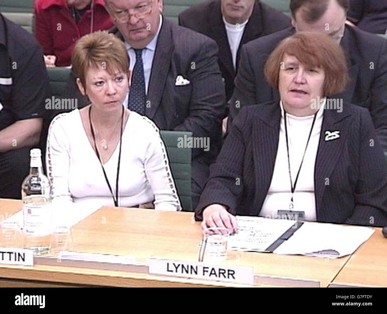 Janet Mattin (left to right) and Claudia Beckley-Lines, parents of soldiers who died at the controversial Deepcut barracks give evidence to the House of Common's defence committe in London as they step up their demands for a public inquiry. The Government yesterday announced a new review of allegations of abuse and bullying at the Army barracks. But is stopped short of the full public inquiry demanded by families and MPs. Four young solders at the Surrey base have died of gunshot wounds in unexplained circumstances. Stock Photo