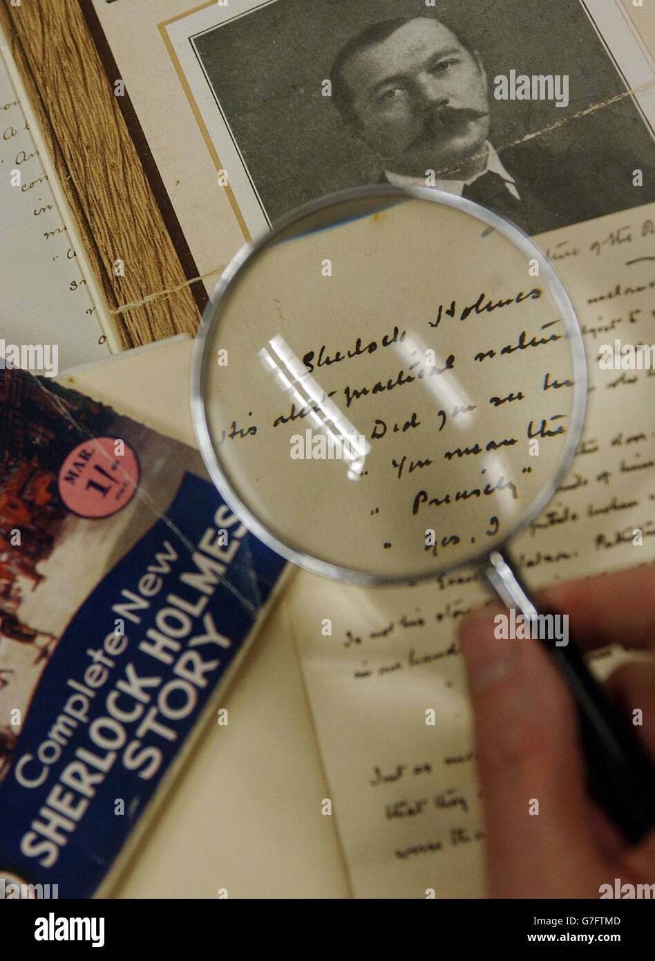 Some maunscripts, letters and photographs of Sir Arthur Conan Doyle and other previously unseen material, which will go on display at the British Library in London starting tomorrow. Stock Photo