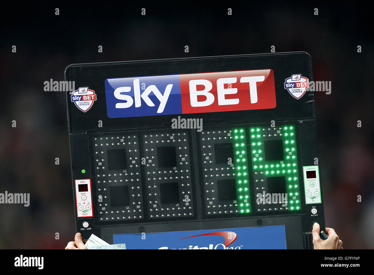 Soccer - Sky Bet Championship - Huddersfield Town v Middlesbrough - John Smith's Stadium. Electronic substitute board. Stock Photo