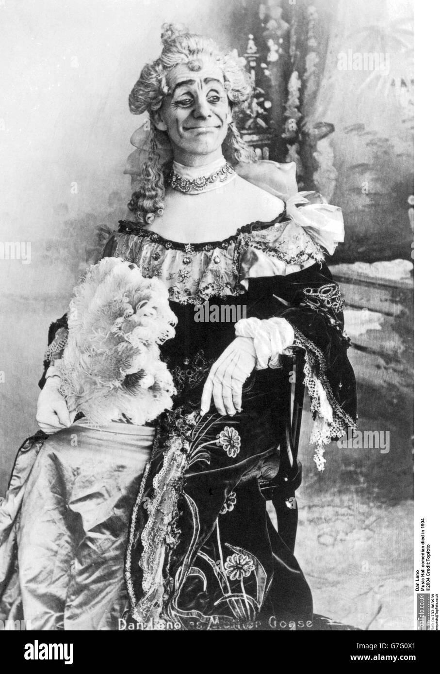 Music Hall Stars, Dan Leno. Dan Leno as the Baroness in Babes in the Woods, 1888 Stock Photo