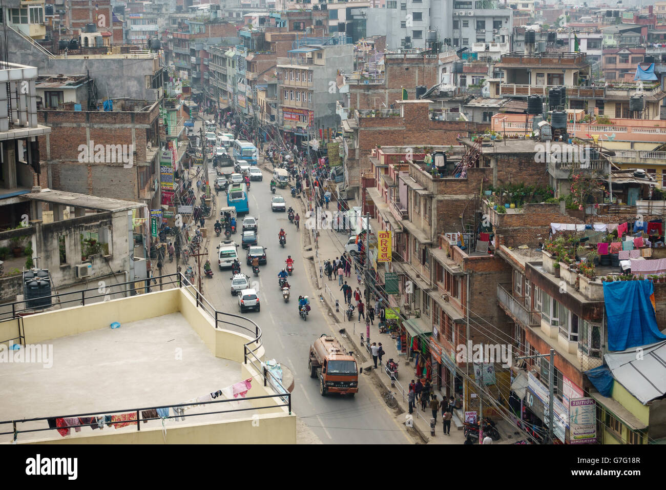 Chabahil area in Kathmandu, Nepal. April 2016. Stock Photo