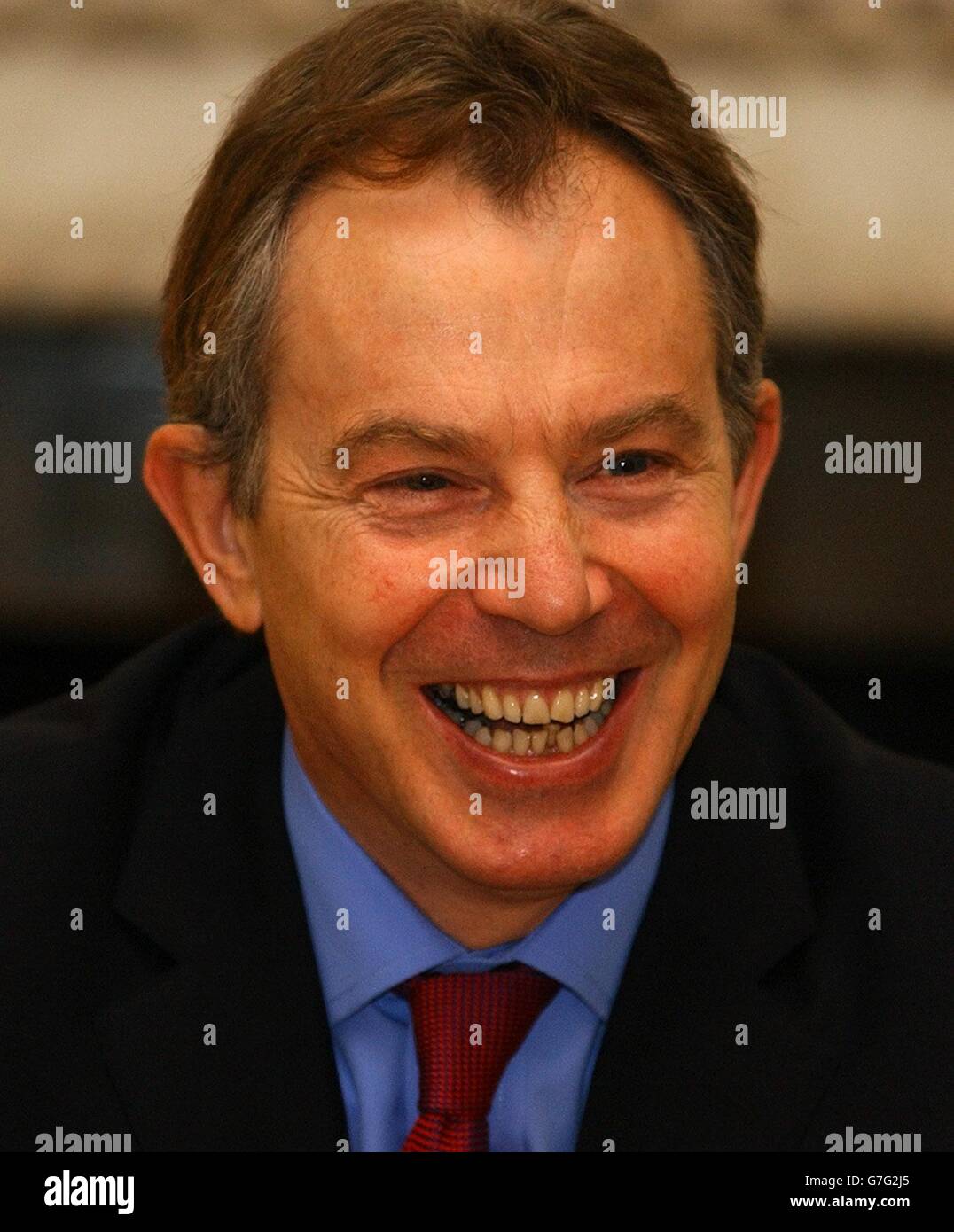 British Prime Minister Tony Blair at a breakfast meeting at Downing Street for the launch of a draft of new 'quality of life proposals'. The new proposals include plans for cleaning up local communities, a five-year environment strategy and a review of climate change policy. Stock Photo