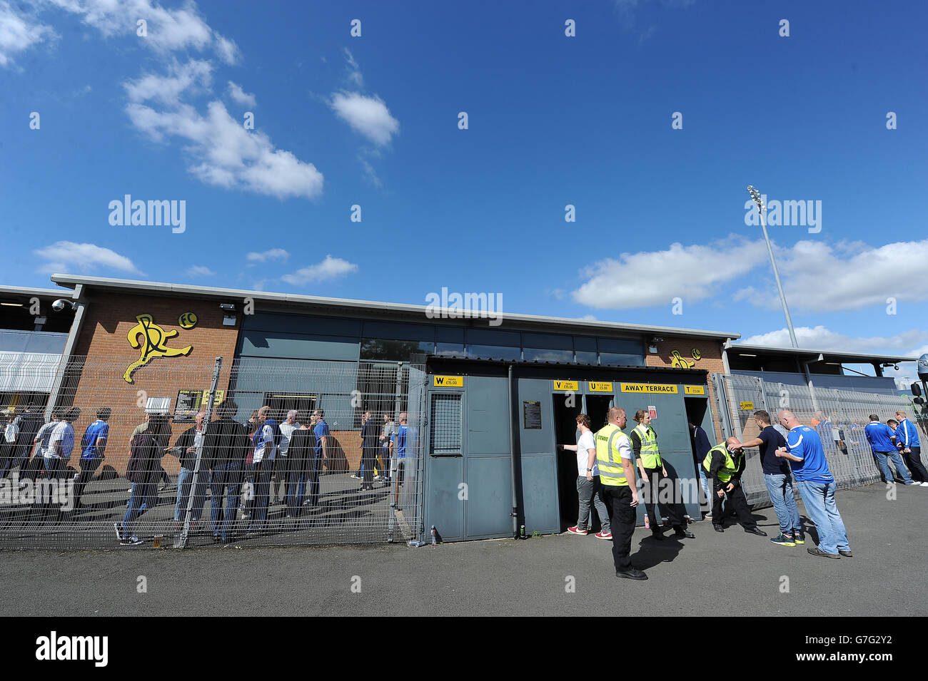 Portsmouth fans entering the away section of the Pirelli Stadium, Burton Albion Stock Photo Alamy