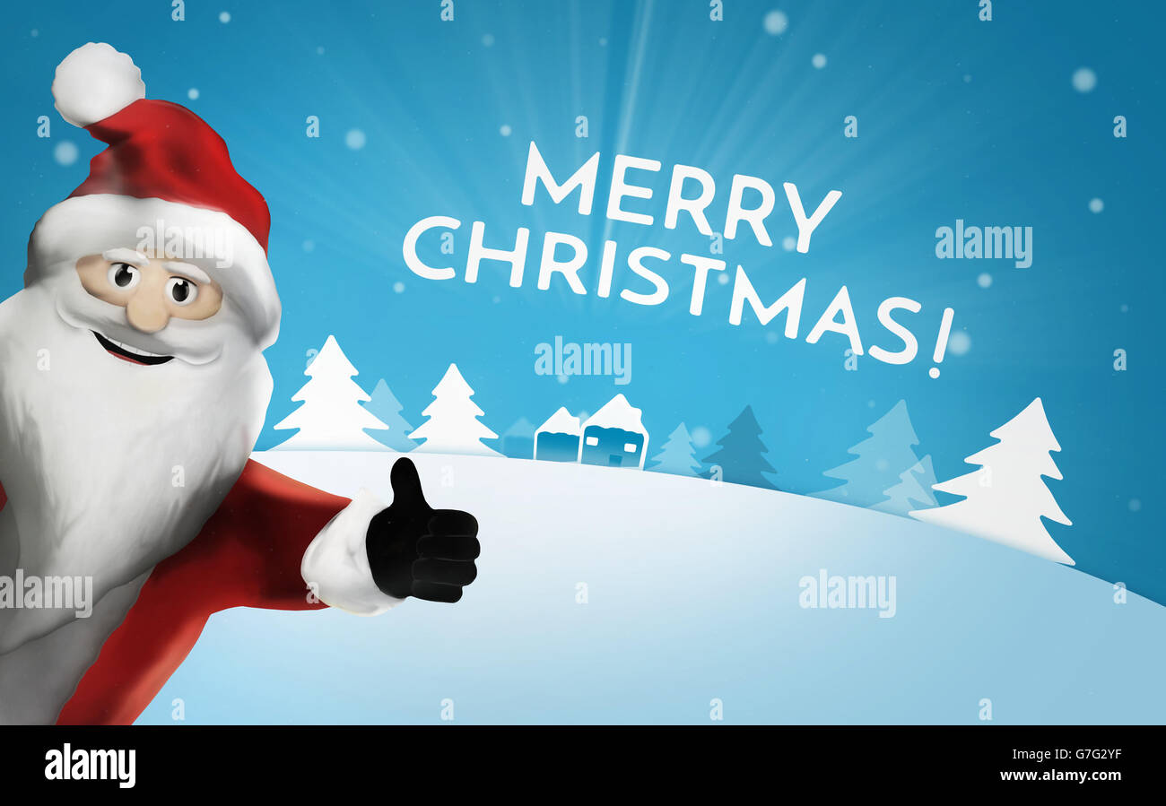 santa claus chistmas thubms up 3d render Stock Photo