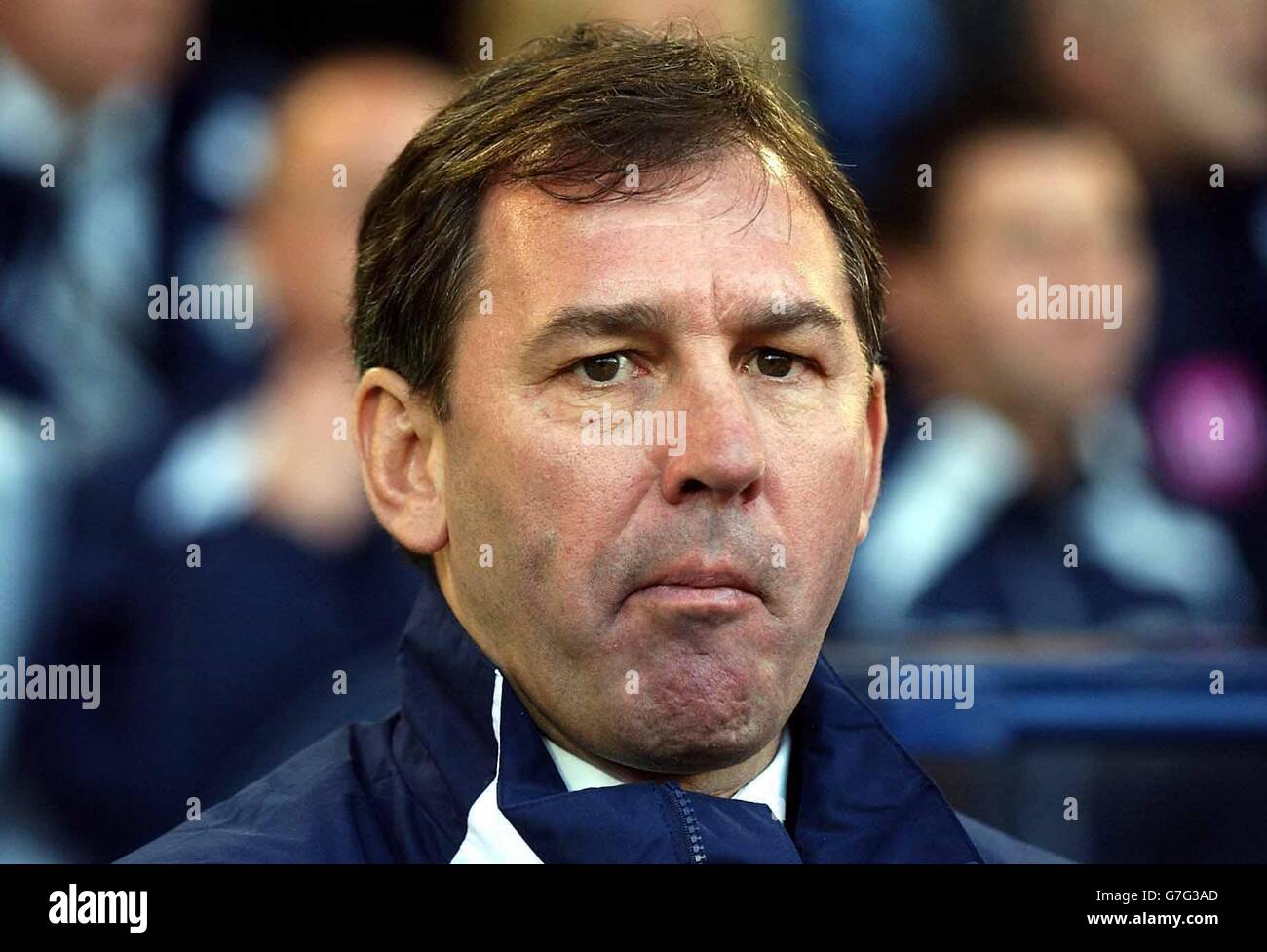 West Bromwich Albion manager Bryan Robson watches his team lose 0-1 in the Barclays Premiership match at The Hawthorns, West Bromwich, Saturday December 11, 2004. Stock Photo