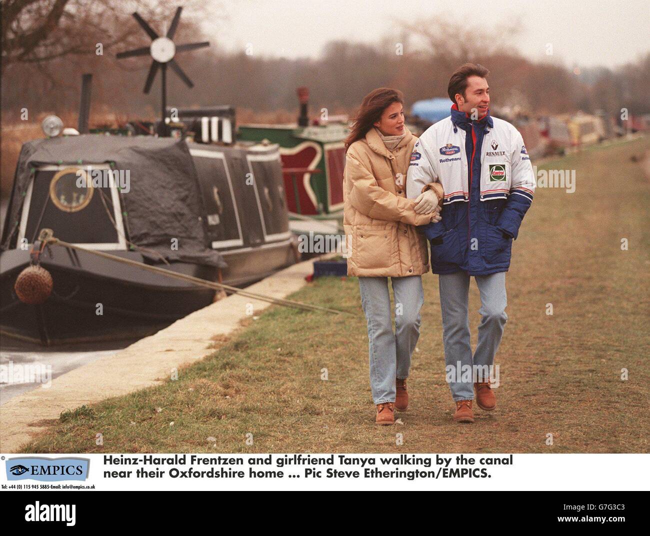 Heinz harald frentzen girlfriend tanya walking canal near oxfordshire home