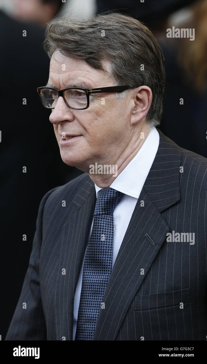 Lord Peter Mandelson leaves a Service of Thanksgiving for the Life and Work of Lady Soames at Westminster Abbey, London. Stock Photo