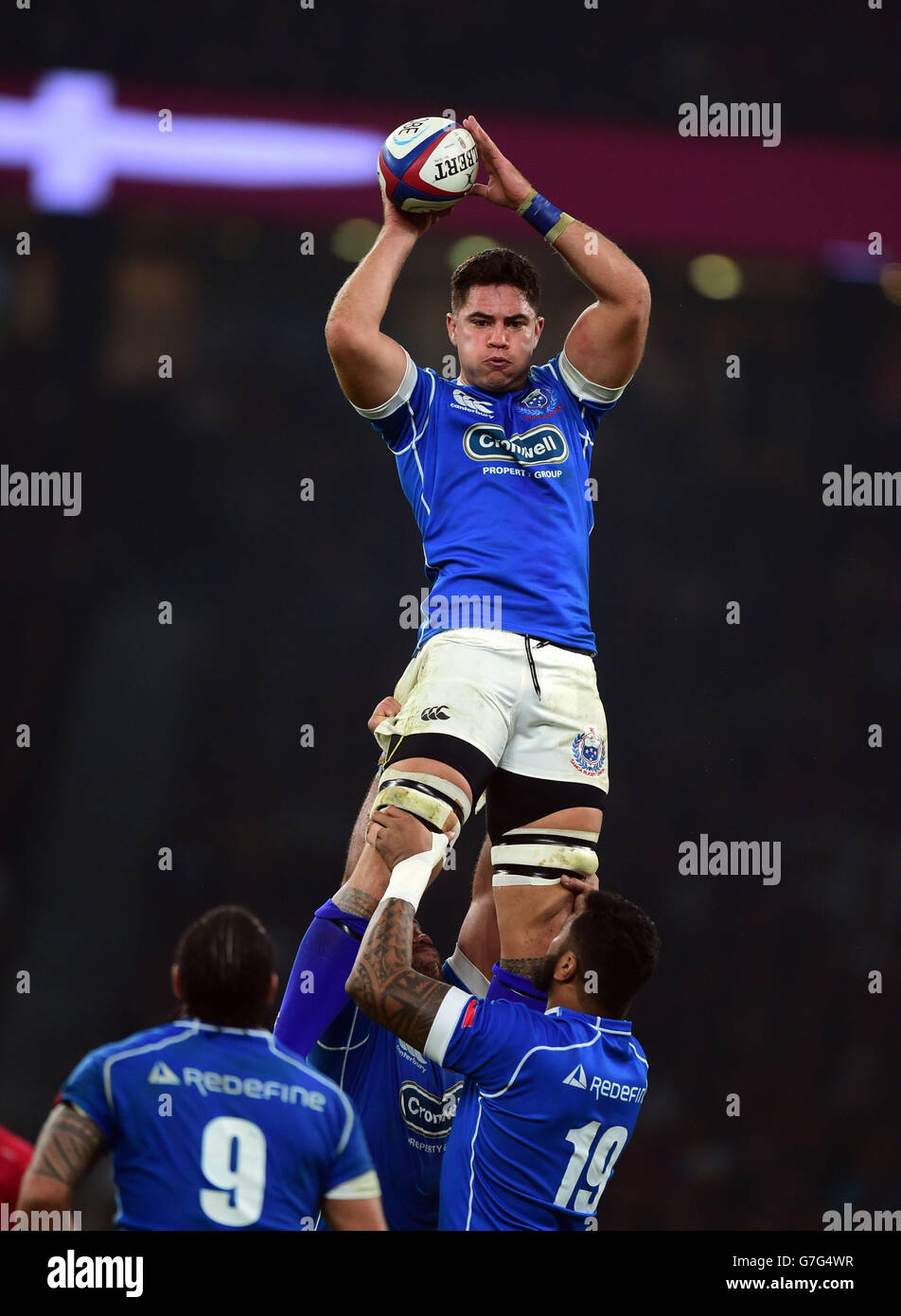 Samoa's Daniel Leo during the QBE International match at Twickenham, London. PRESS ASSOCIATION Photo. Picture date: Saturday November 22, 2014. See PA Story RUGBYU England. Photo credit should read: Adam Davy/PA Wire. Stock Photo