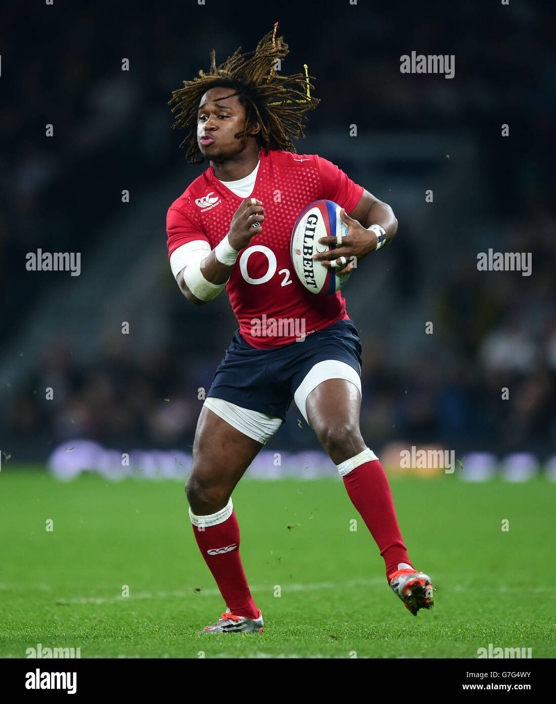 England's Marland Yarde during the QBE International match at Twickenham, London. PRESS ASSOCIATION Photo. Picture date: Saturday November 22, 2014. See PA Story RUGBYU England. Photo credit should read: Adam Davy/PA Wire. Stock Photo