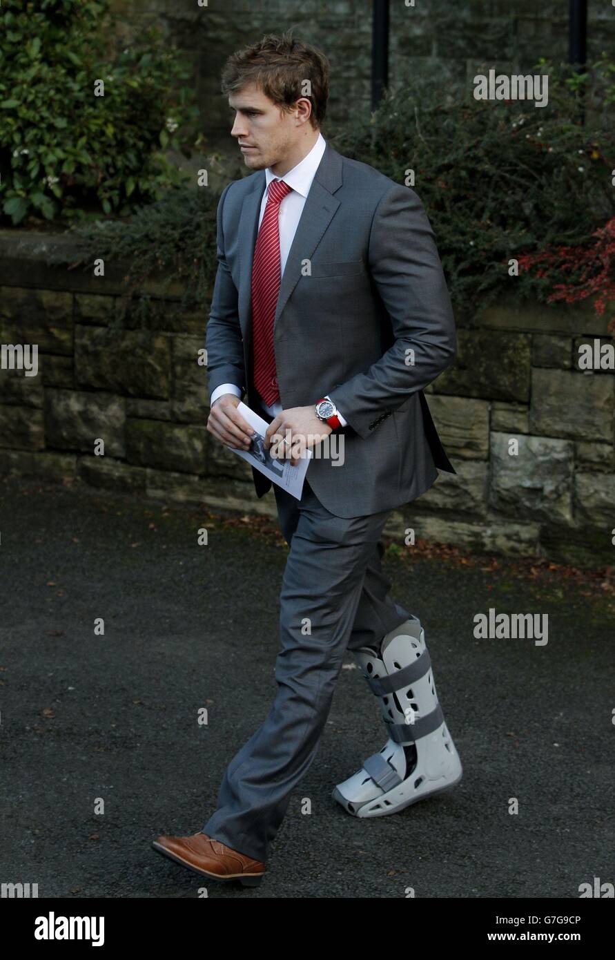 Ireland and Ulster rugby player Andrew Trimble arrives at Fisherwick