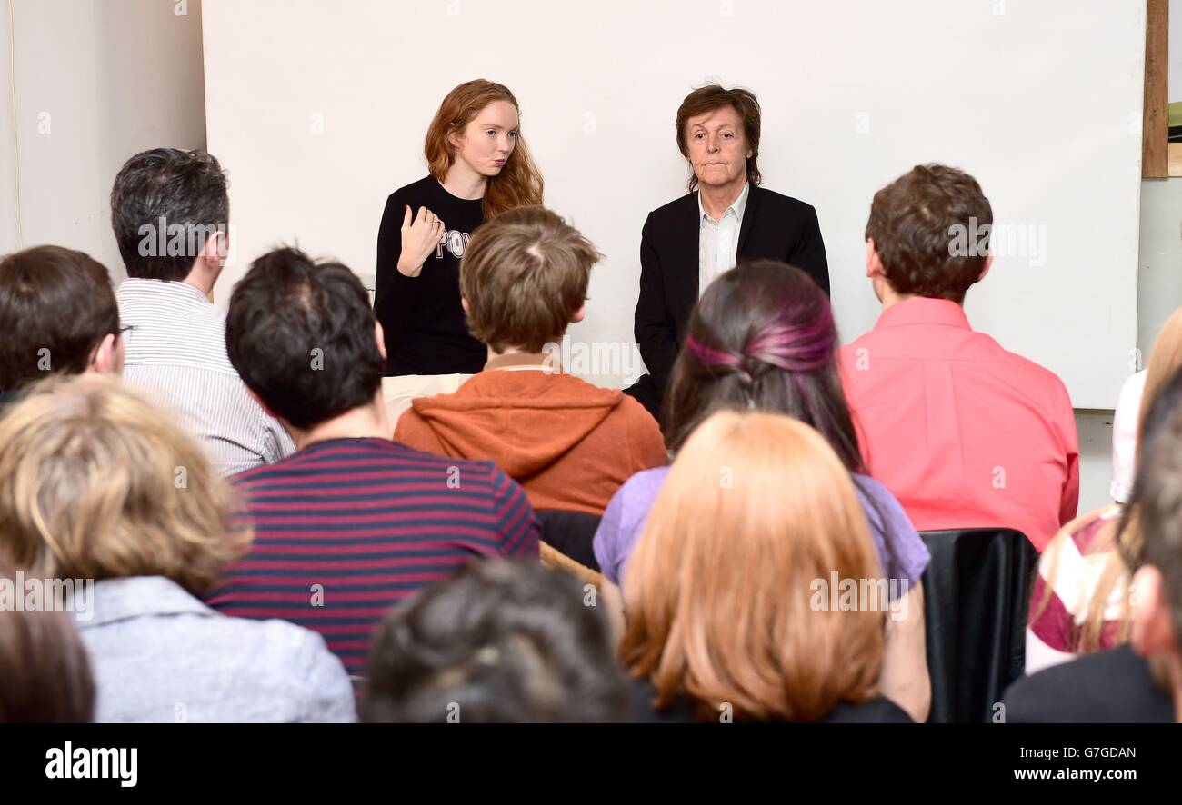 Sir Paul McCartney gives a talk to Cole's Impossible organisation in central London where he discussed songwriting and particularly his contribution to the the new Destiny video game. Stock Photo