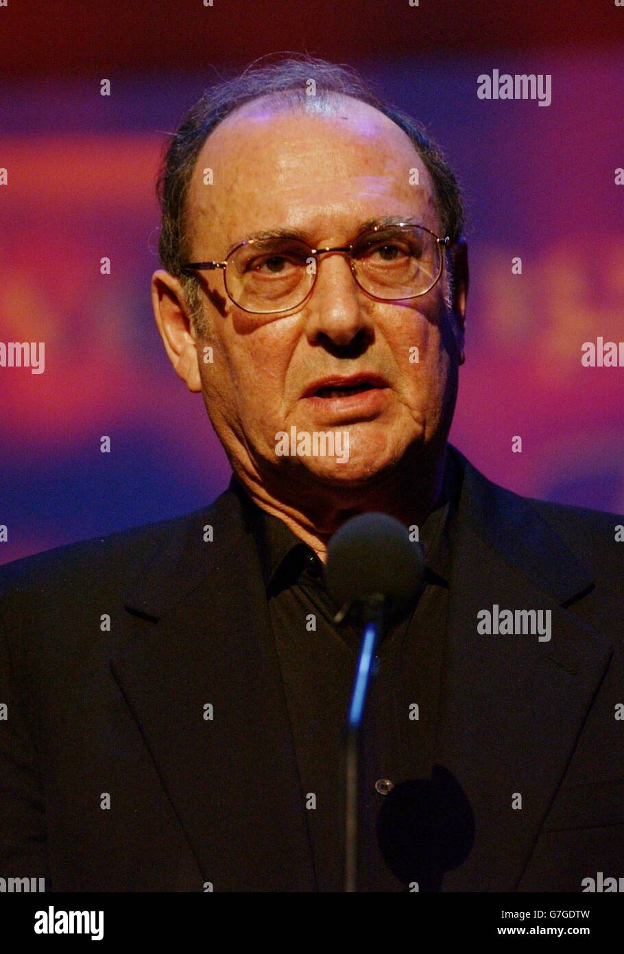 Playwright Harold Pinter accepts the 50th Anniversary Special Award to a Playwright during the Evening Standard Theatre Awards 2004 at the National Theatre in central London. Stock Photo