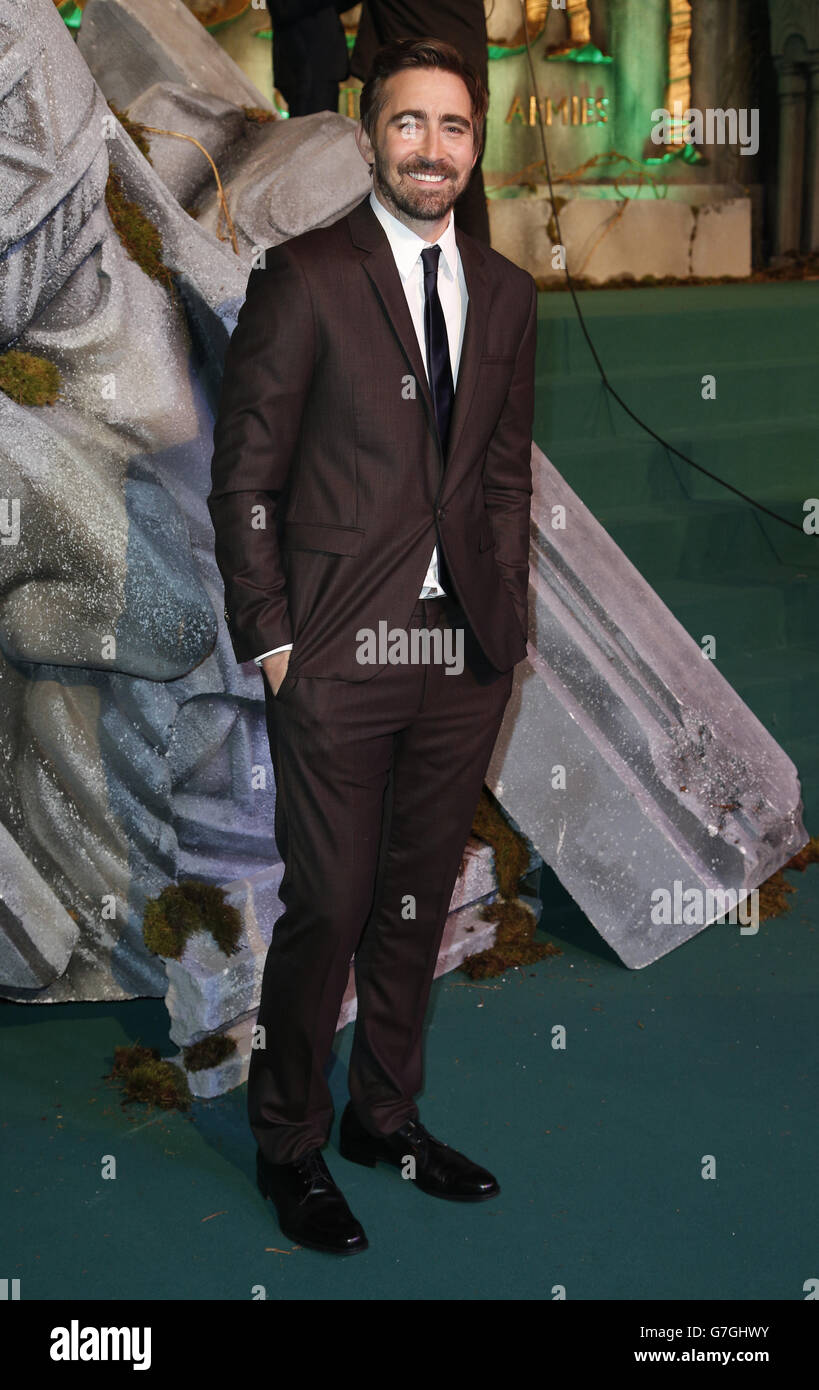 Lee Pace arrives on the green carpet for the premiere of The Hobbit: Battle of the Five Armies, at the Odeon Leicester Square in central London. Stock Photo
