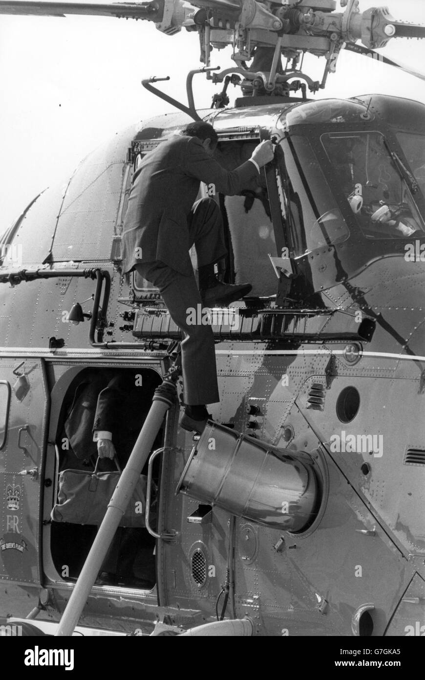 Royalty - Wessex Helicopter - Queen's Flight - Duke of Edinburgh - Heathrow Airport, London Stock Photo