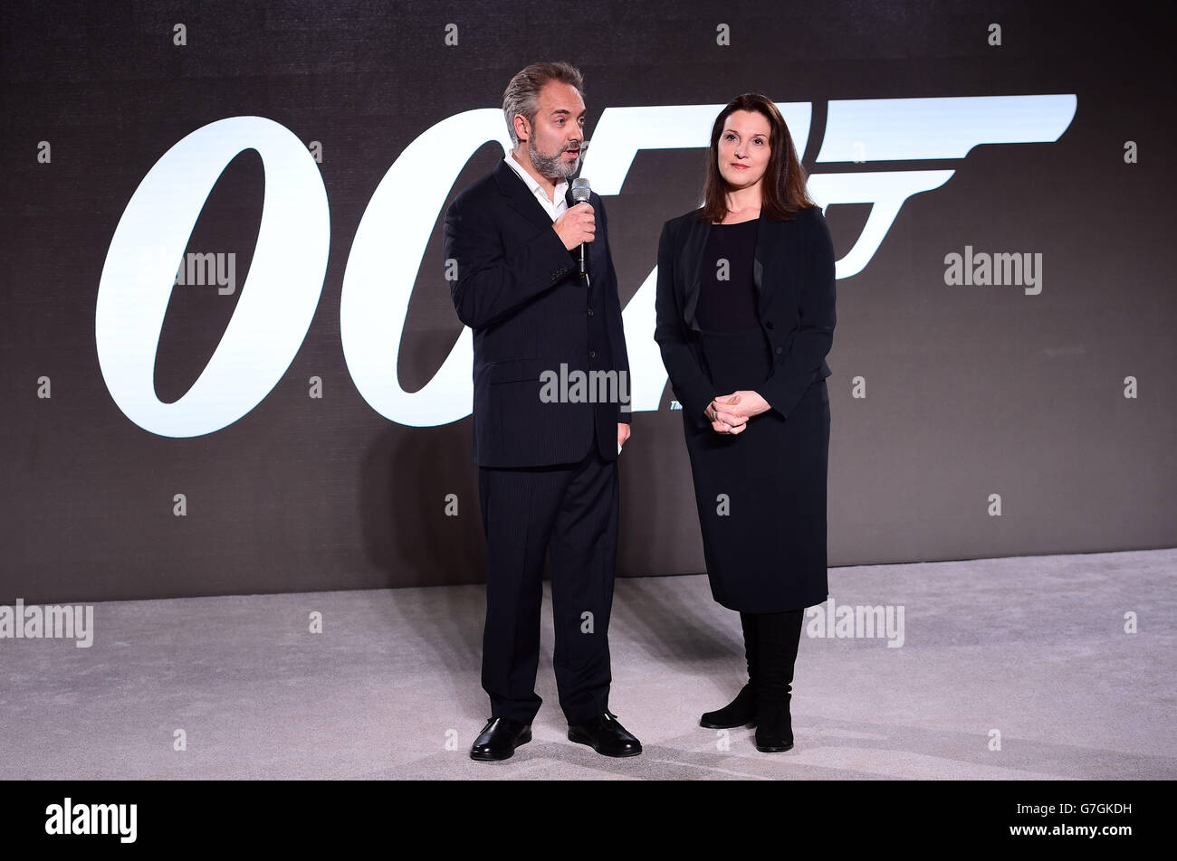 Director Sam Mendes and Barbara Broccoli at the reavealing of the new
