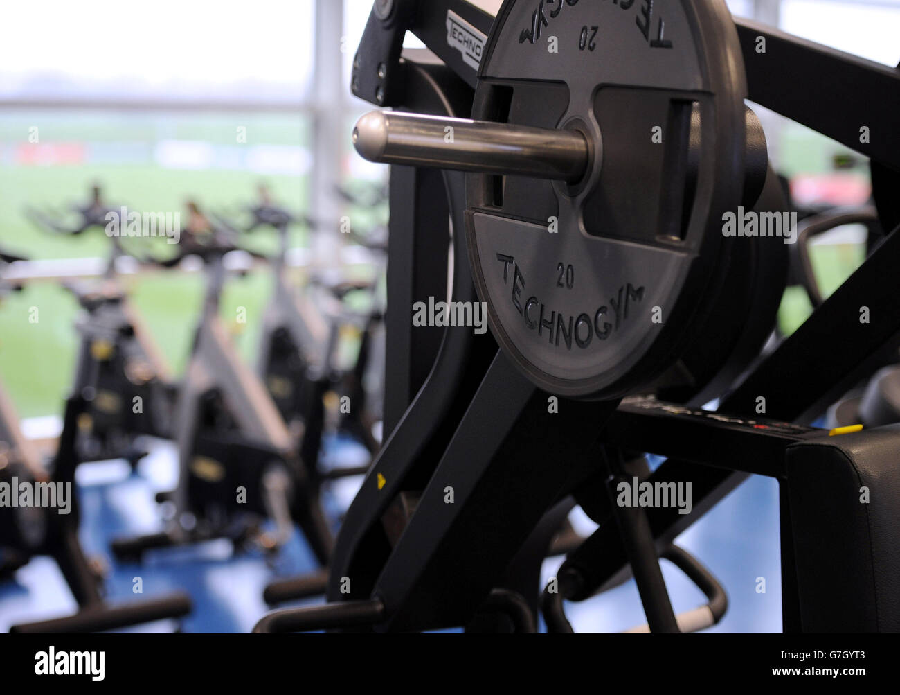 A general view of weights in the gym used by the England football team