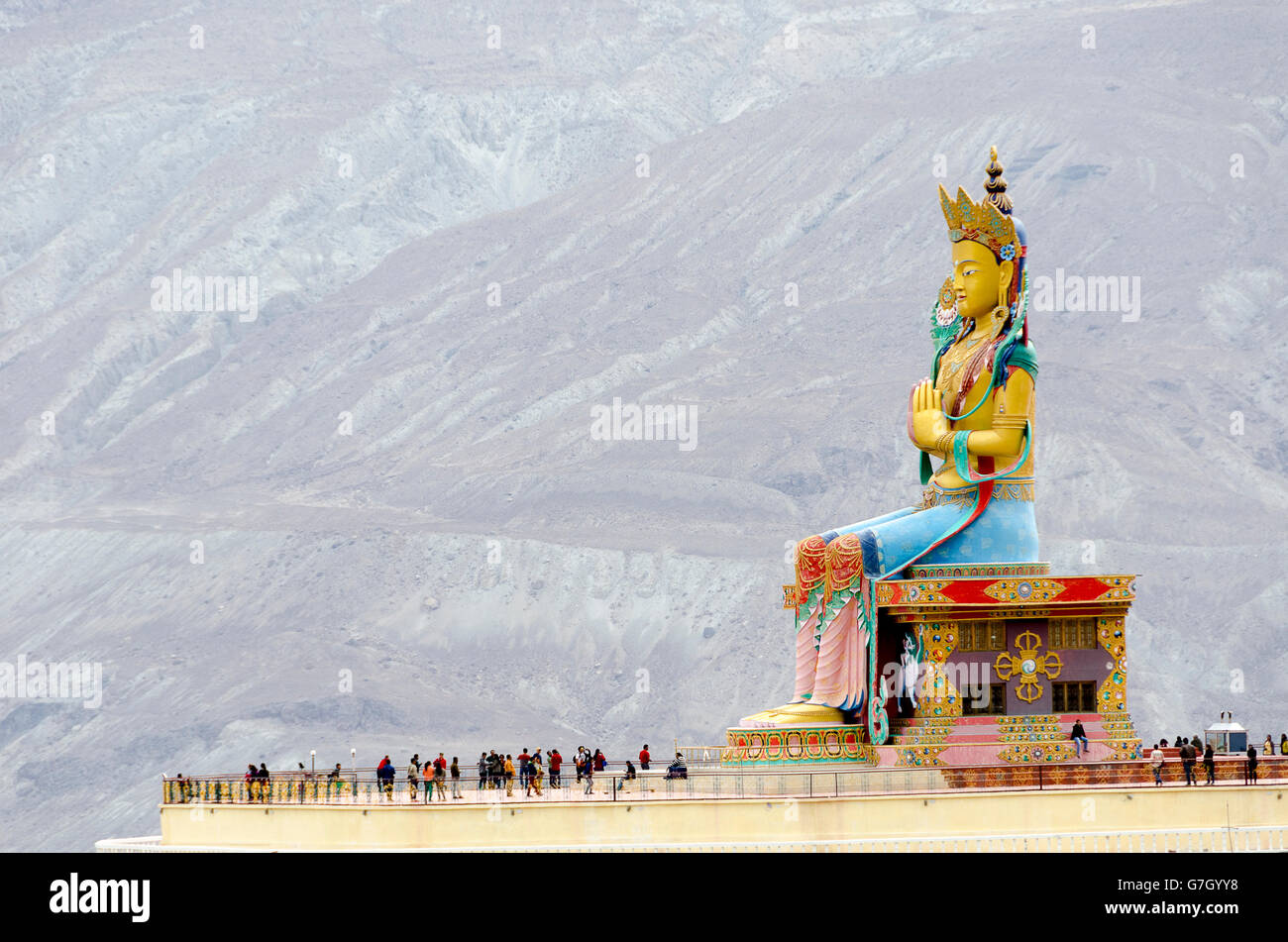 Buddha Statue, Diskit Gompa, Nubra Valley, near Leh, Ladakh, Jammu and Kashmir, India Stock Photo