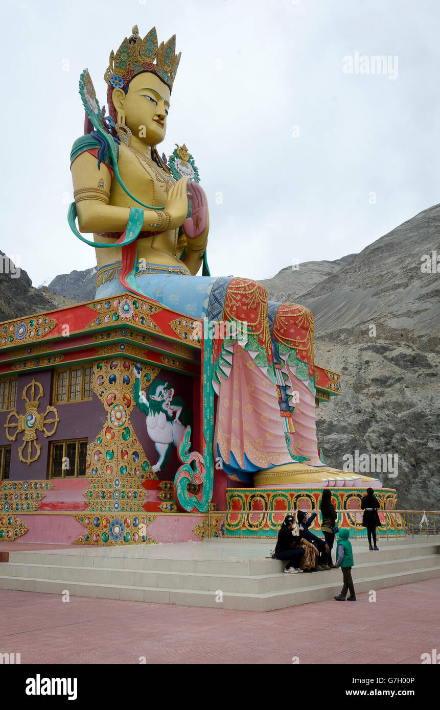 Buddha Statue, Diskit Gompa, Nubra Valley, near Leh, Ladakh, Jammu and Kashmir, India Stock Photo