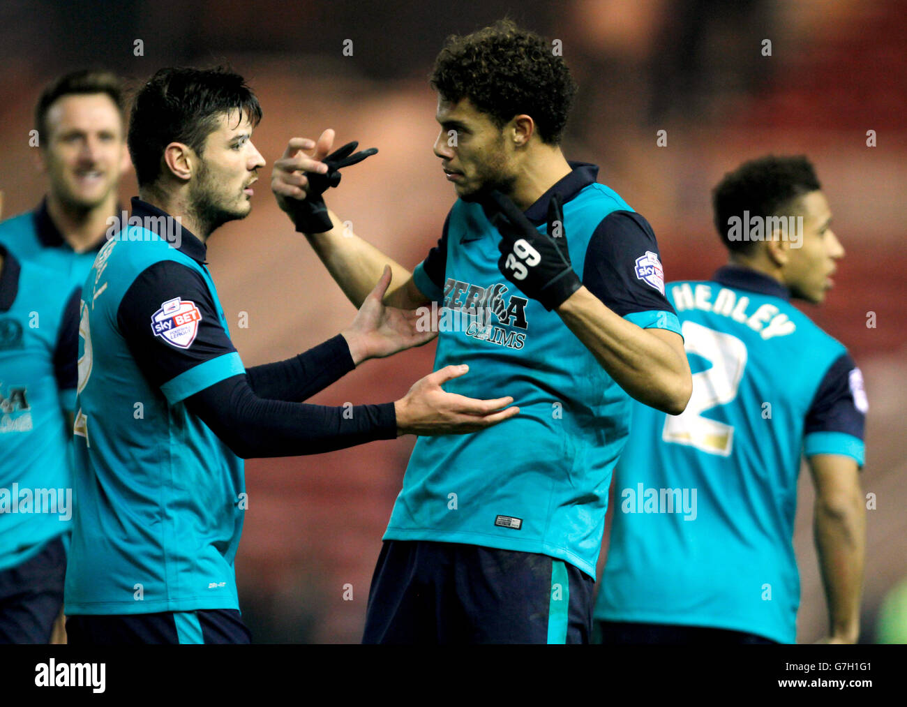Soccer - Sky Bet Championship - Middlesbrough v Blackburn Rovers - Riverside Stadium. Blackburn's Rudy Gestede complains about racist abuse from fans after the match Stock Photo