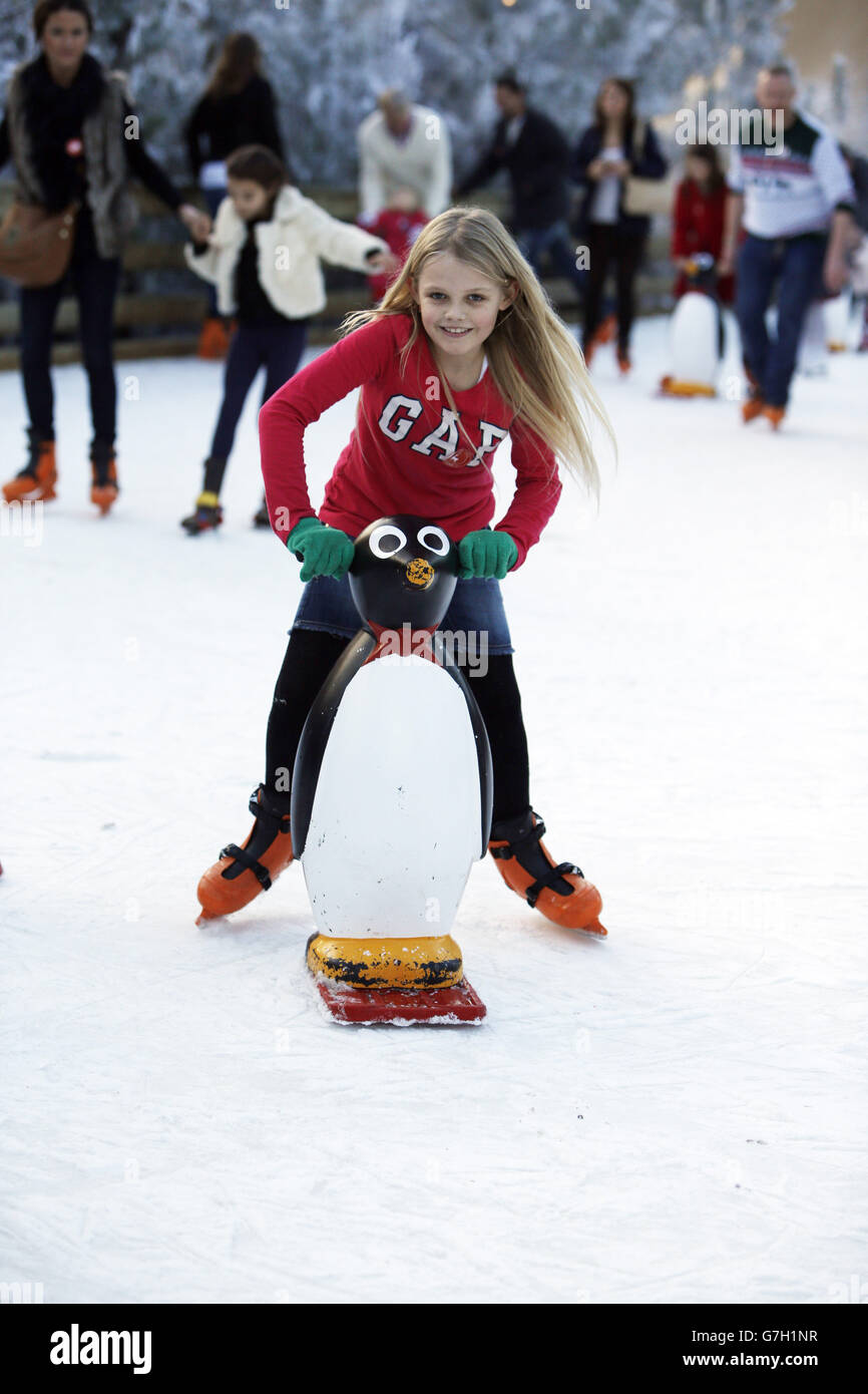 Alexandra b, nine, from Kent skates on the ice rink at Lapland UK in