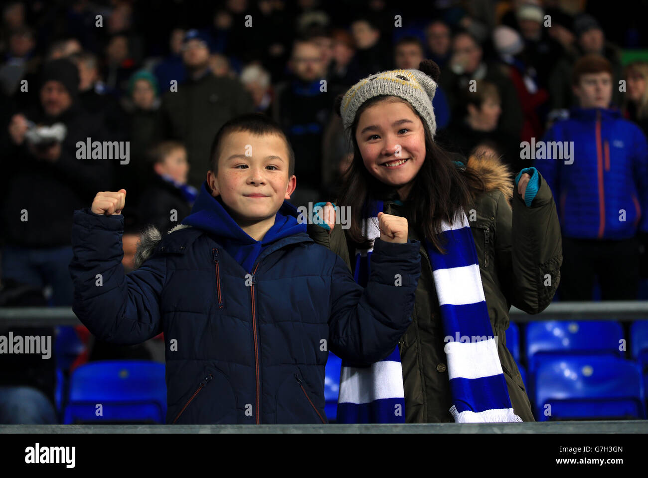 Soccer - Barclays Premier League - Everton v Hull City - Goodison Park. Everton fans in the stands Stock Photo