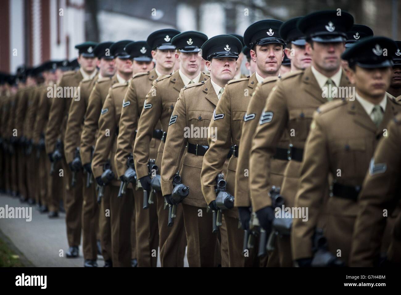 Soldiers from 5th Battalion The Rifles march on the parade square at ...