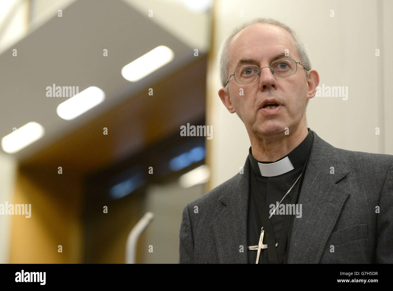 Archbishop of Canterbury, the Most Rev Justin Welby speaks at the All-Party Parliamentary Inquiry into Hunger in the UK in the House of Commons, London which launches a blueprint to eliminate hunger in Britain by 2020. Stock Photo