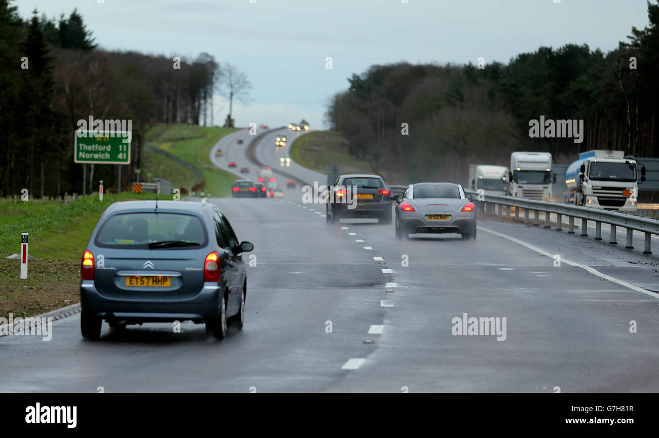 The new dual carriage way of the A11 at at the five ways roundabout at ...