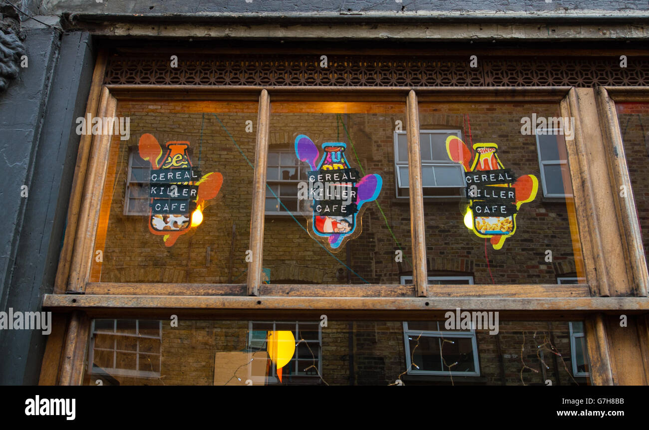 General view of the exterior of the Cereal Killer cafe on Brick Lane