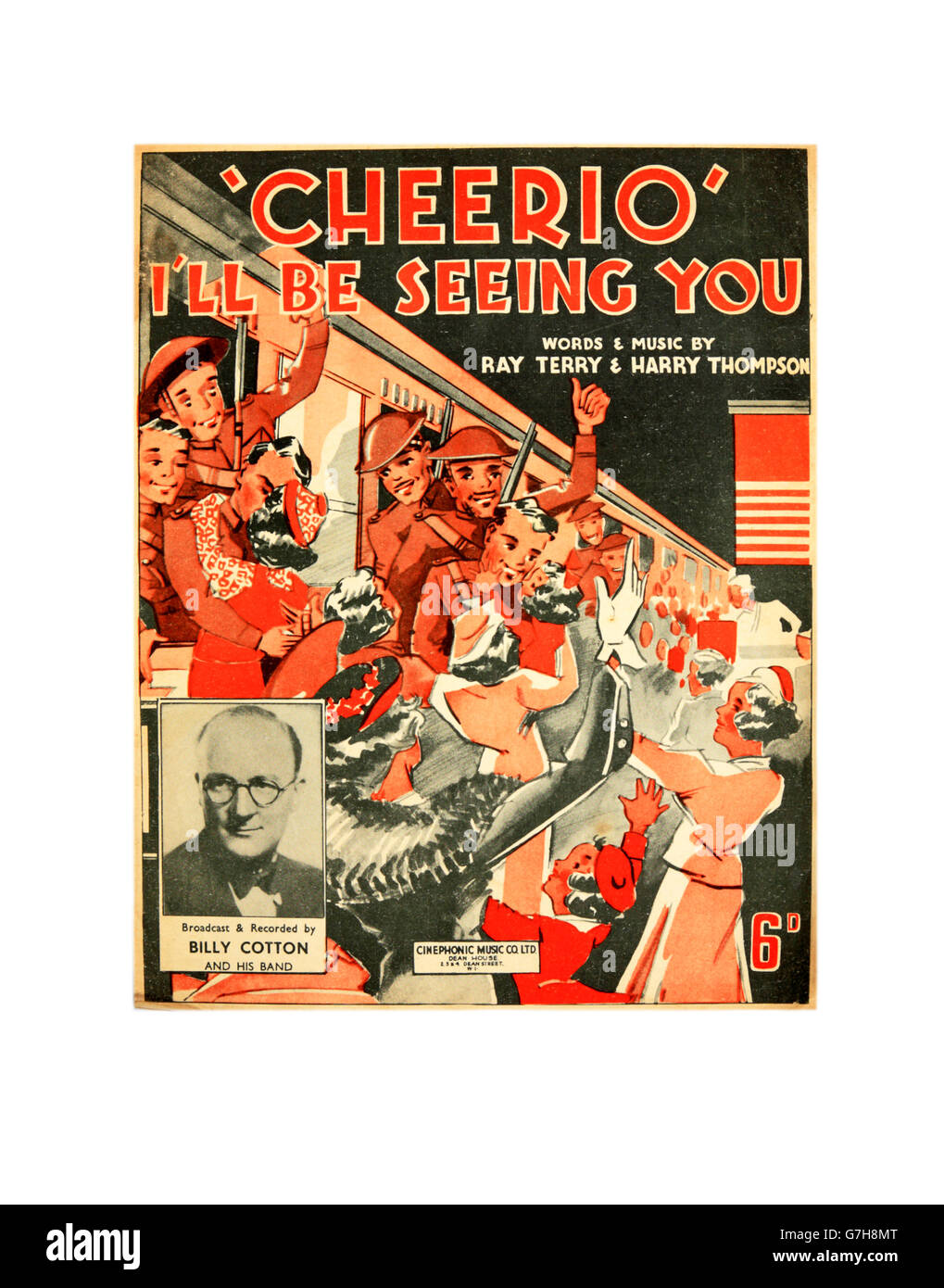 A sheet music cover for Cheerio, I'll Be Seeing You by Billy Cotton and his Band. Stock Photo