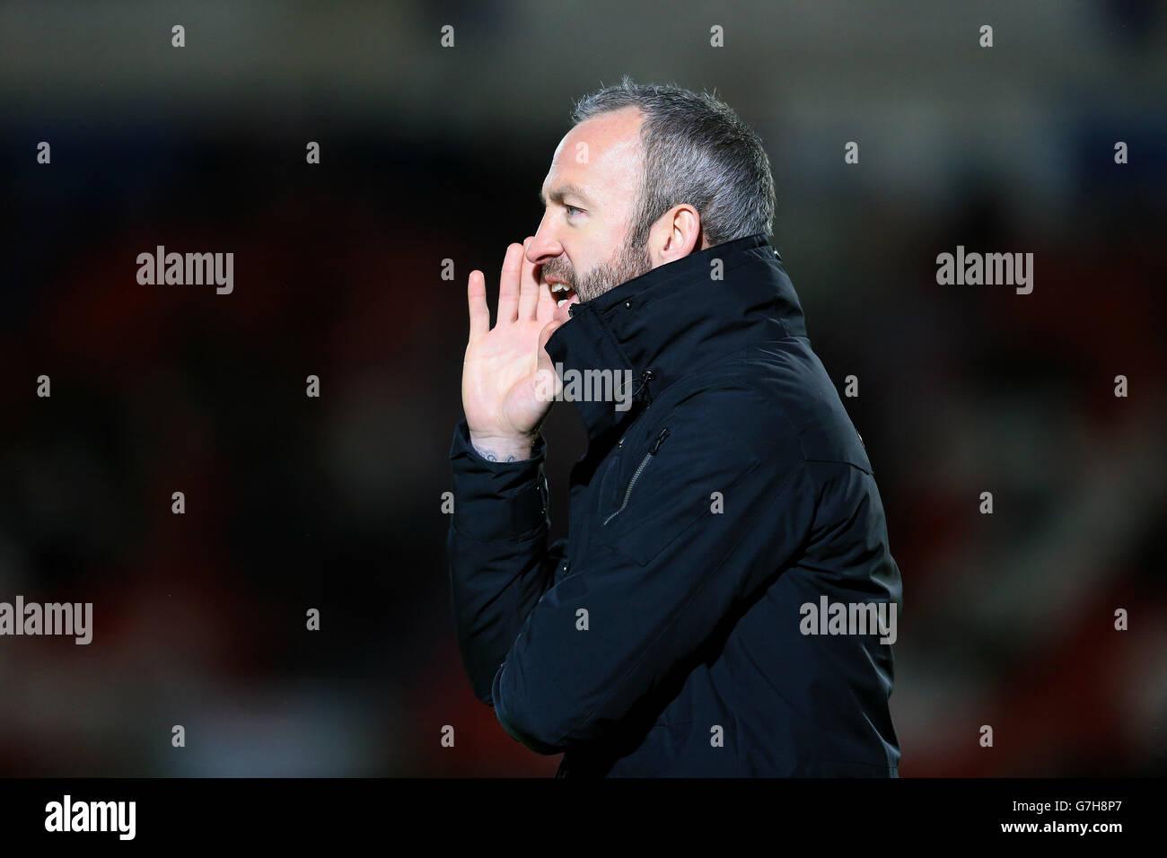 Soccer - Johnstone's Paint Trophy - Area Quarter-Finals - Doncaster Rovers v Notts County - Keepmoat Stadium. Notts County manager Shaun Derry Stock Photo