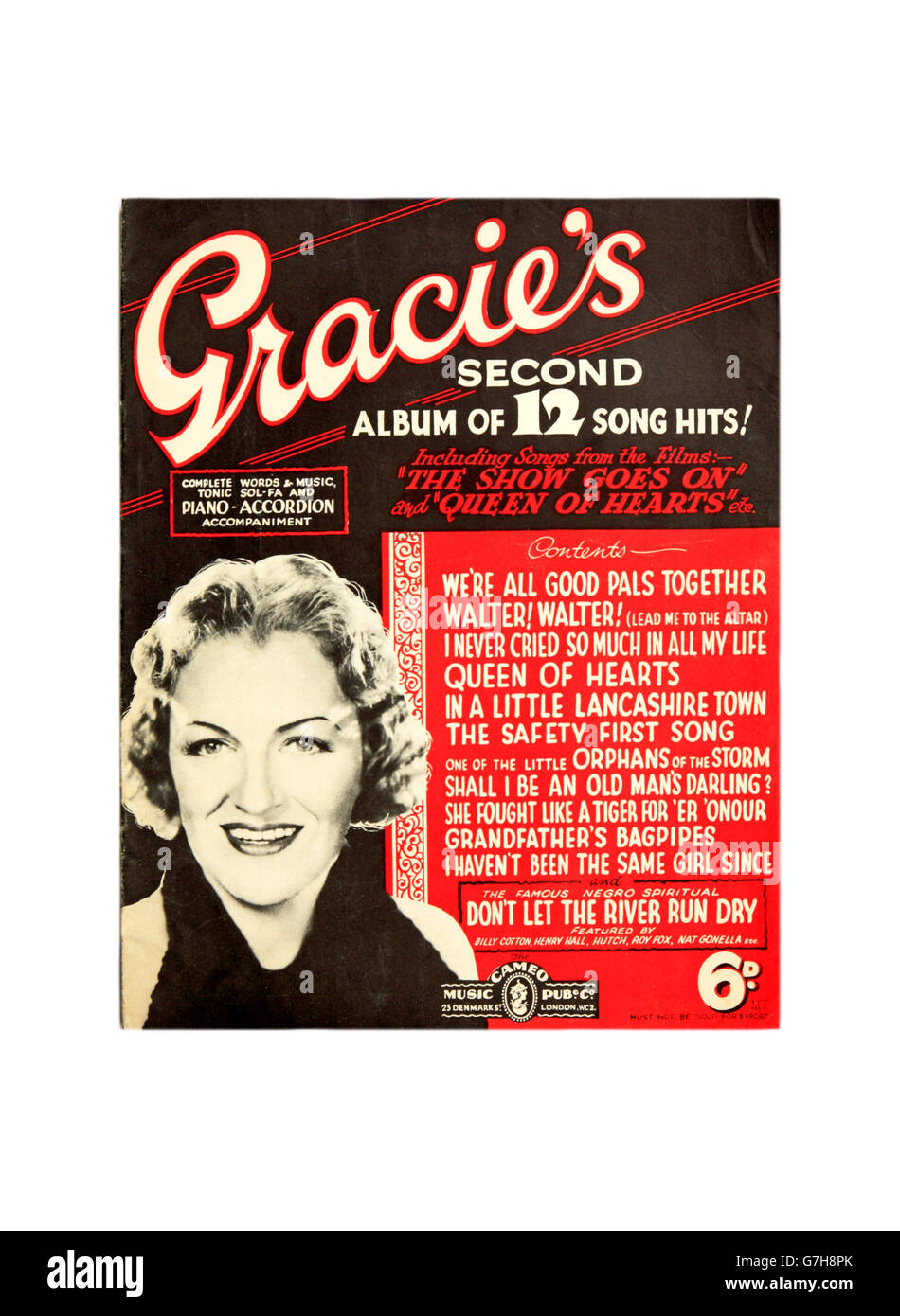 A sheet music cover of Gracie Fields second album of 12 song hits. Stock Photo