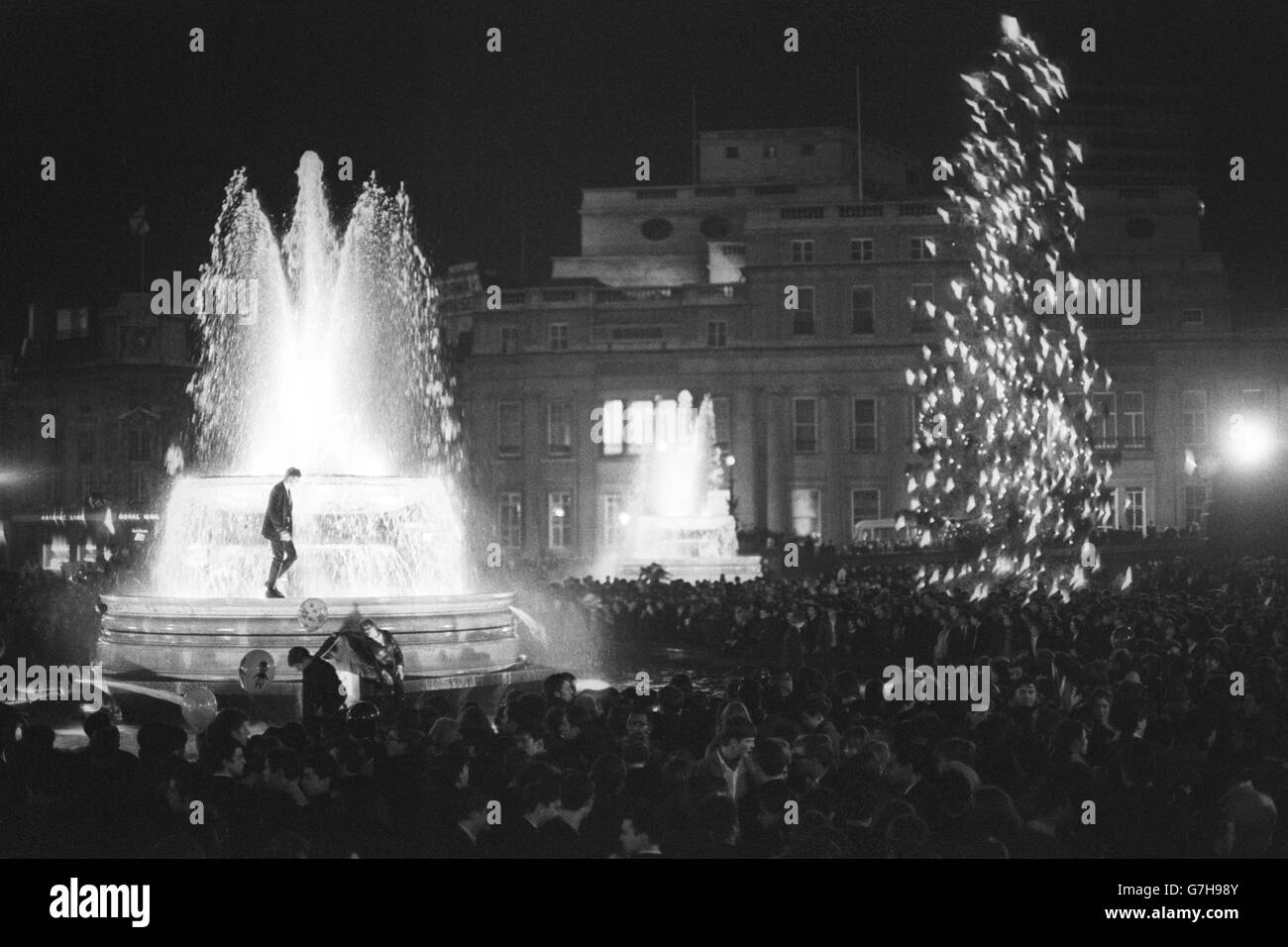 News - New Year Celebrations - Trafalgar Square, London Stock Photo