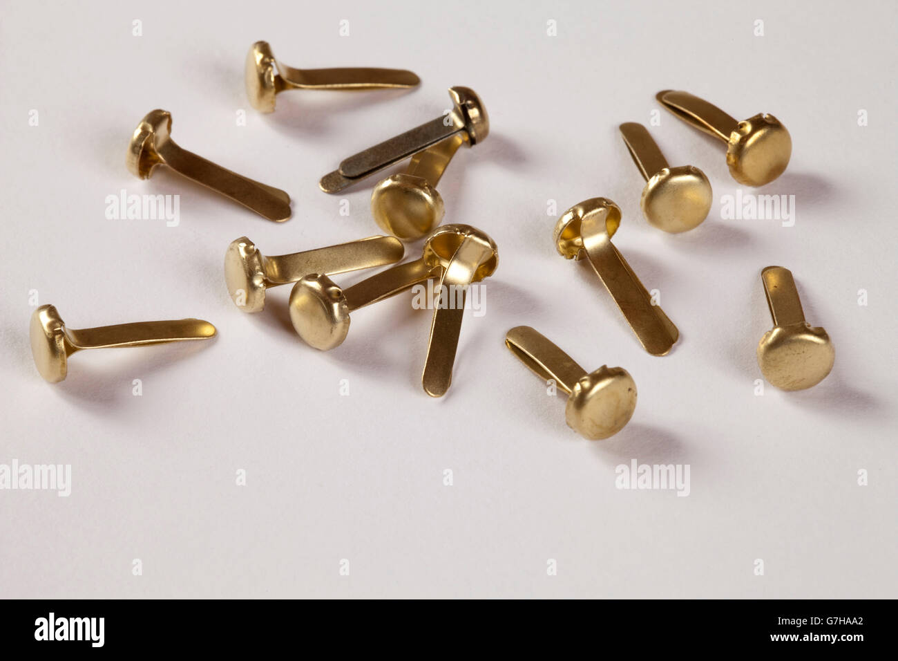Brass fasteners Stock Photo