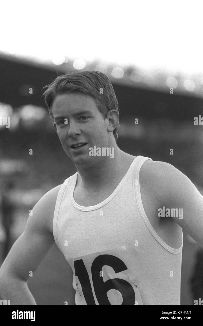 British Olympic hope David Jenkins, 19-year-old European 400 metres gold medallist from Edinburgh, winning an invitation 300 metres in 32.6 seconds - an unofficial UK best performance - at Crystal Palace. Stock Photo