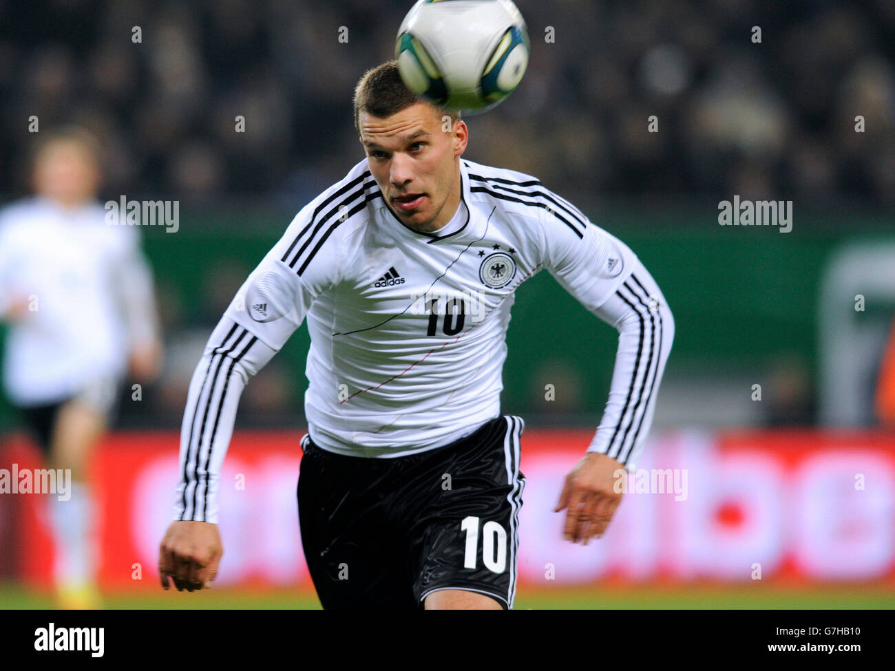 Lukas Podolski, Germany, international football match, friendly match, Germany - Netherlands 3:0, Imtech Arena, Hamburg Stock Photo