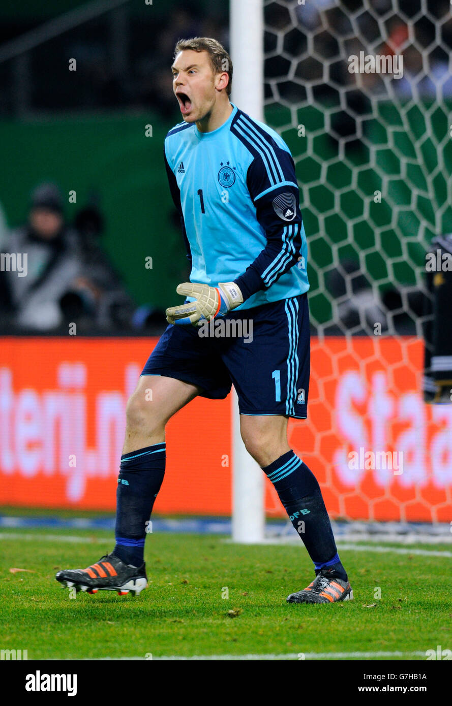 Goalkeeper Manuel Neuer, Germany, shouting out instructions