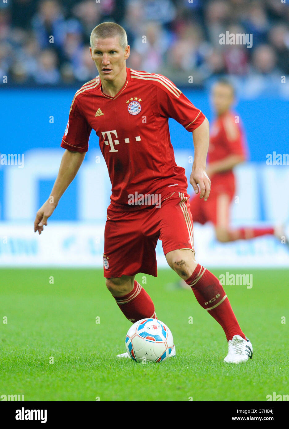 Bastian Schweinsteiger, FCB, Bundesliga, German football federal league, FC Schalke 04 - FC Bayern Munich 0:2, Veltins Arena Stock Photo