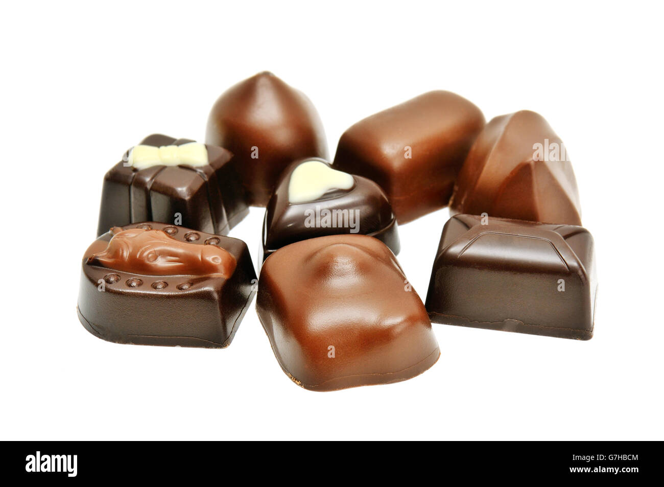 Chocolates isolated on a white background Stock Photo