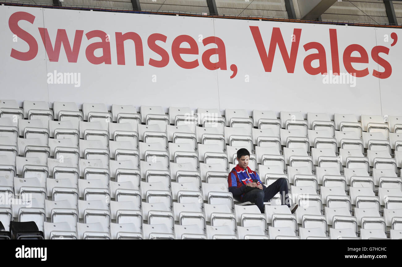 Crystal Palace fan during the Barclays Premier League match at the Liberty Stadium, Swansea. PRESS ASSOCIATION Photo. Picture date: Saturday November 29, 2014. See PA story SOCCER Swansea. Photo credit should read: PA Wire. Maximum 45 images during a match. No video emulation or promotion as 'live'. No use in games, competitions, merchandise, betting or single club/player services. No use with unofficial audio, video, data, fixtures or club/league logos. Stock Photo