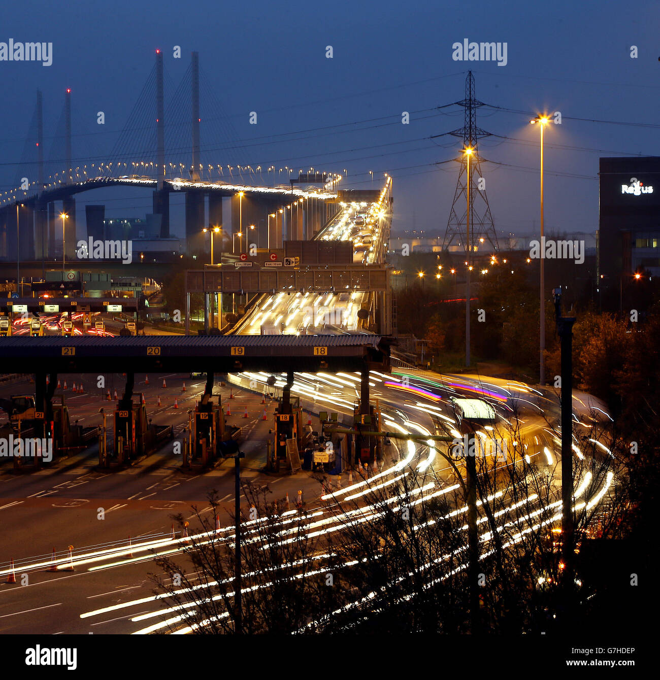 EDITORS NOTE LONG EXPOSURE Traffic flows through the Dartford Crossing