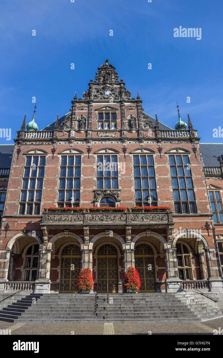 Front view of the main building of the Groningen University, Holland Stock Photo