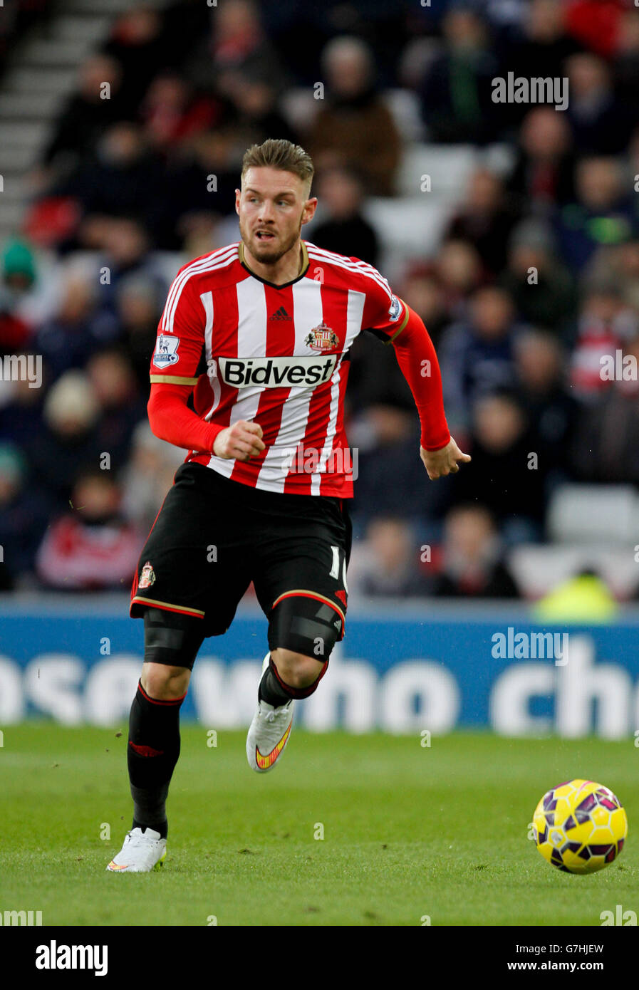 Sunderland's Connor Wickham during the Barclays Premier League match at the Stadium of Light, Sunderland. PRESS ASSOCIATION Photo. Picture date: Saturday December 13, 2014. See PA story SOCCER Sunderland. Photo credit should read Richard Sellers/PA Wire. Maximum 45 images during a match. No video emulation or promotion as 'live'. No use in games, competitions, merchandise, betting or single club/player services. No use with unofficial audio, video, data, fixtures or club/league logos. Stock Photo