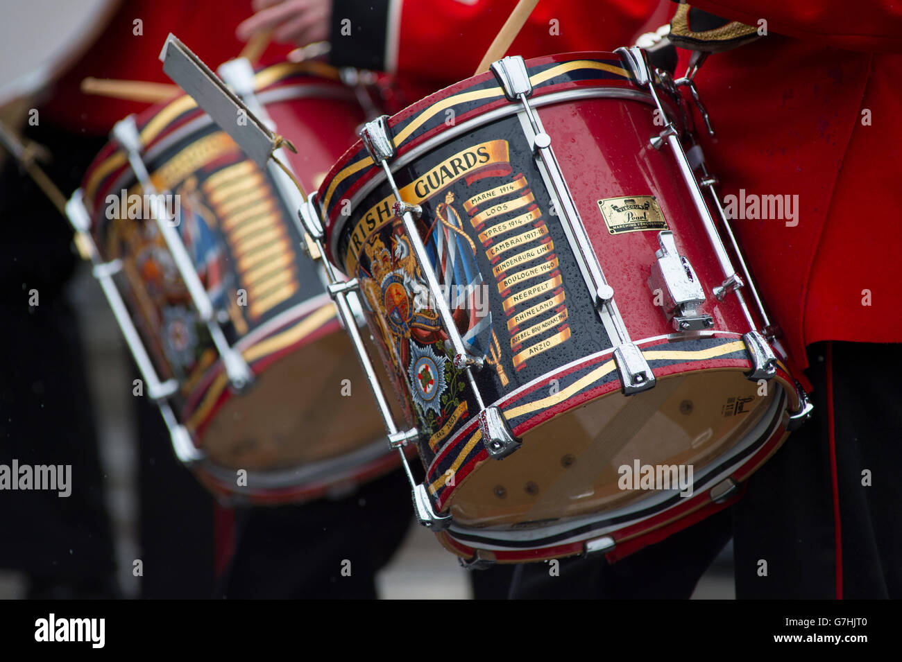 Band of the Irish Guards, drum closeup, 2016 State Opening of