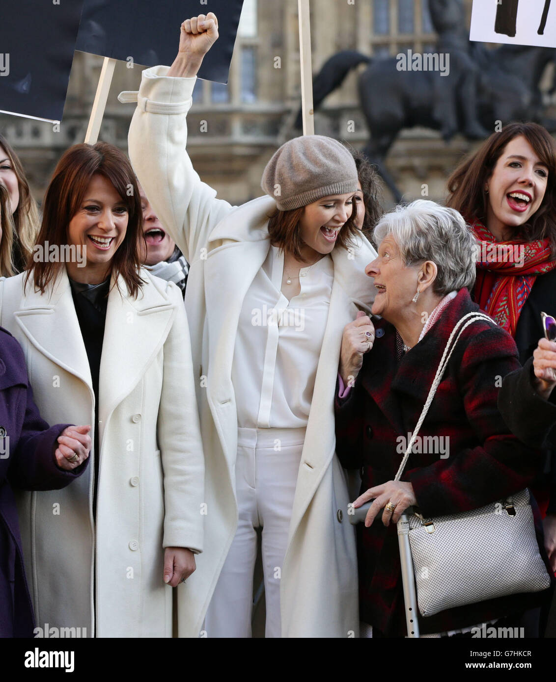 Gemma Arterton (centre), Labour MP Gloria De Piero (left) and original