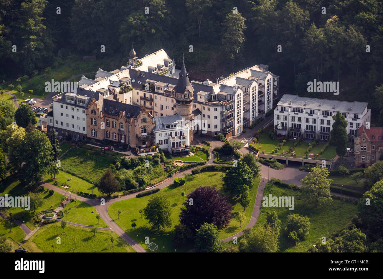 Aerial view, seniors residence, located in Roseburg, Bonn, Rhineland, North Rhine Westphalia, Germany, Europe, Aerial view, Stock Photo