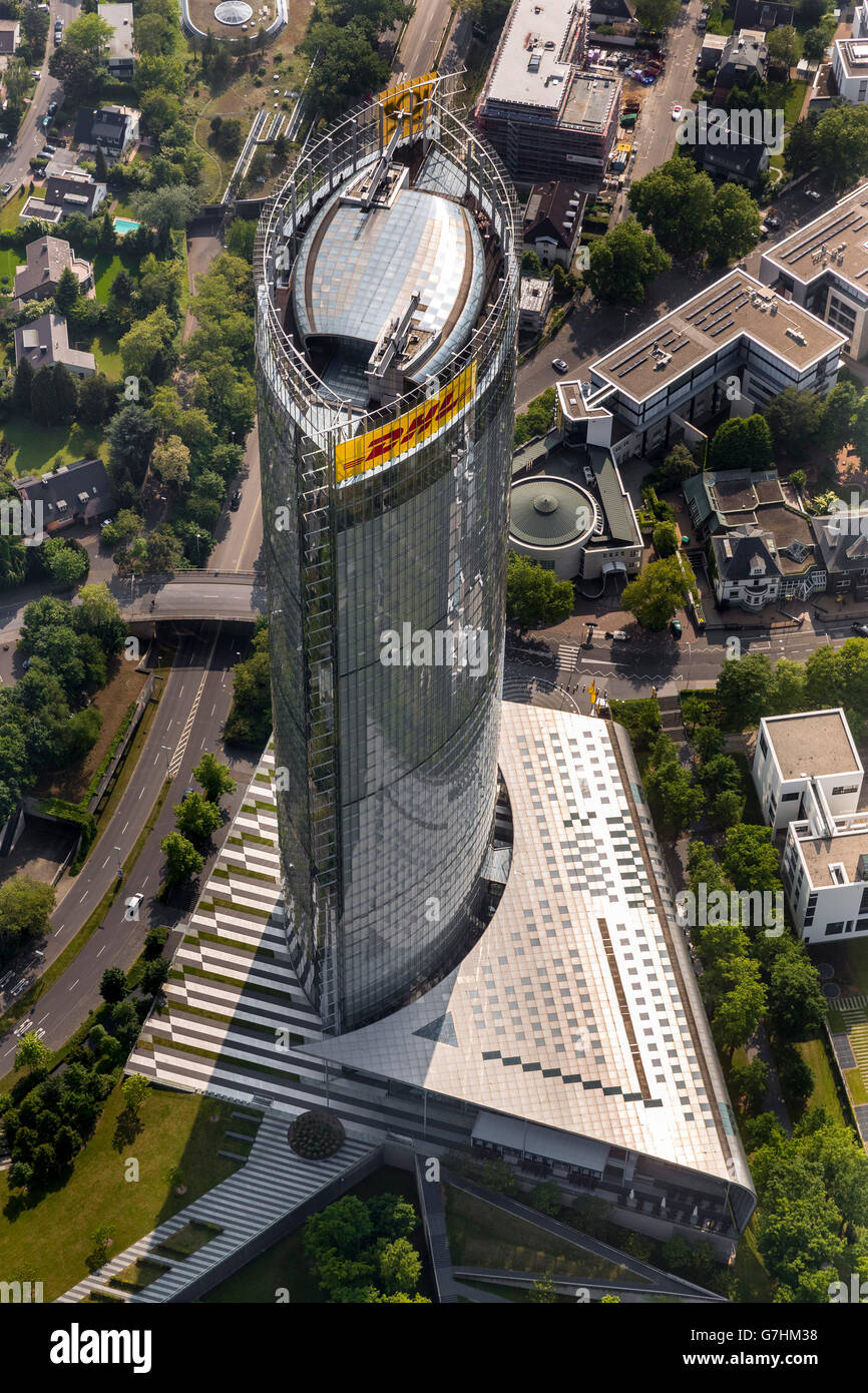 Aerial view, German Post World Net HQ DPAG, Post Tower in Bonn, DHL Headquarters, Post Tower, Bonn, Rhineland, Stock Photo